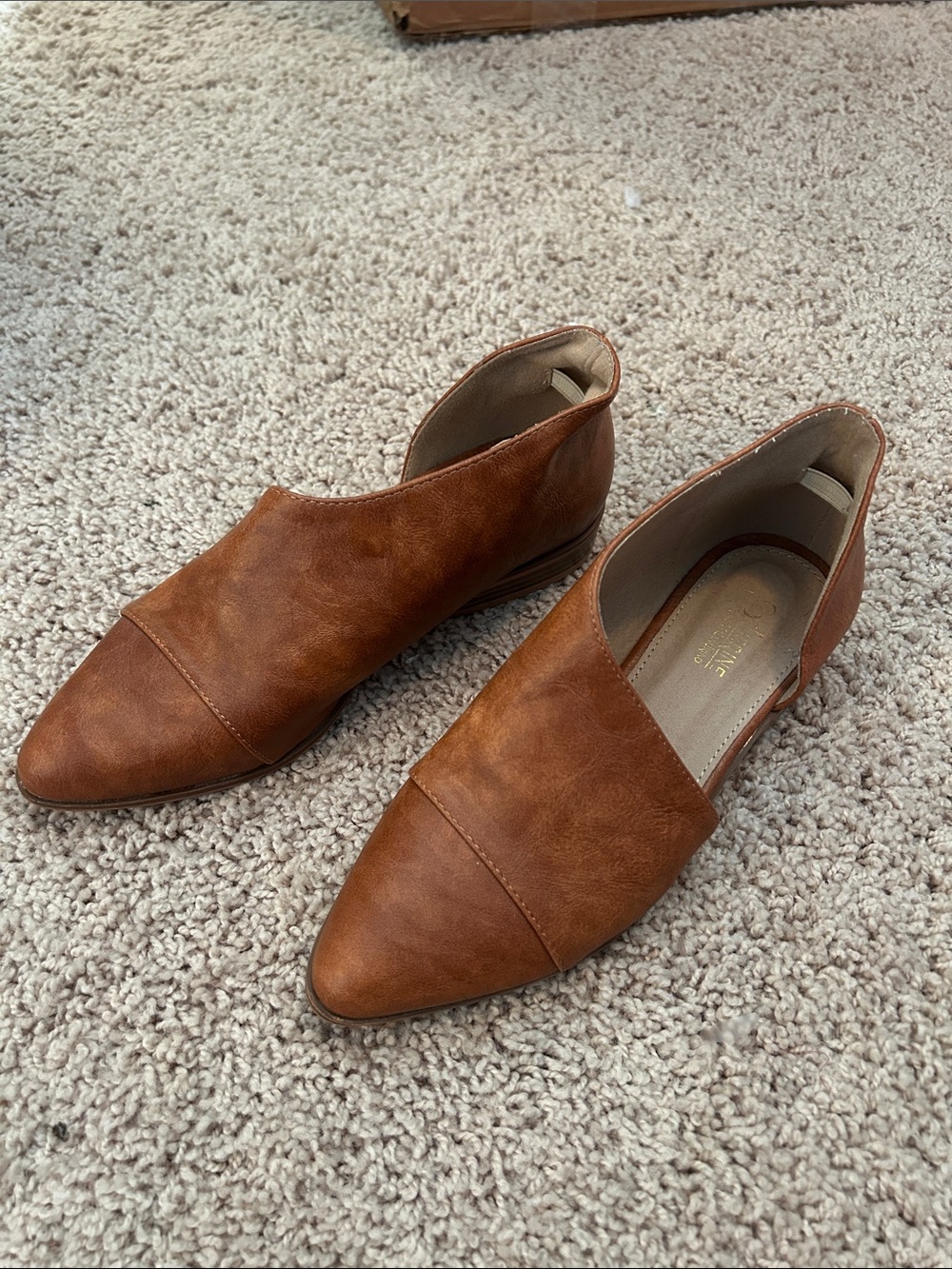 Catherine Malandrino Cognac Brown Leather D'Orsay Flats